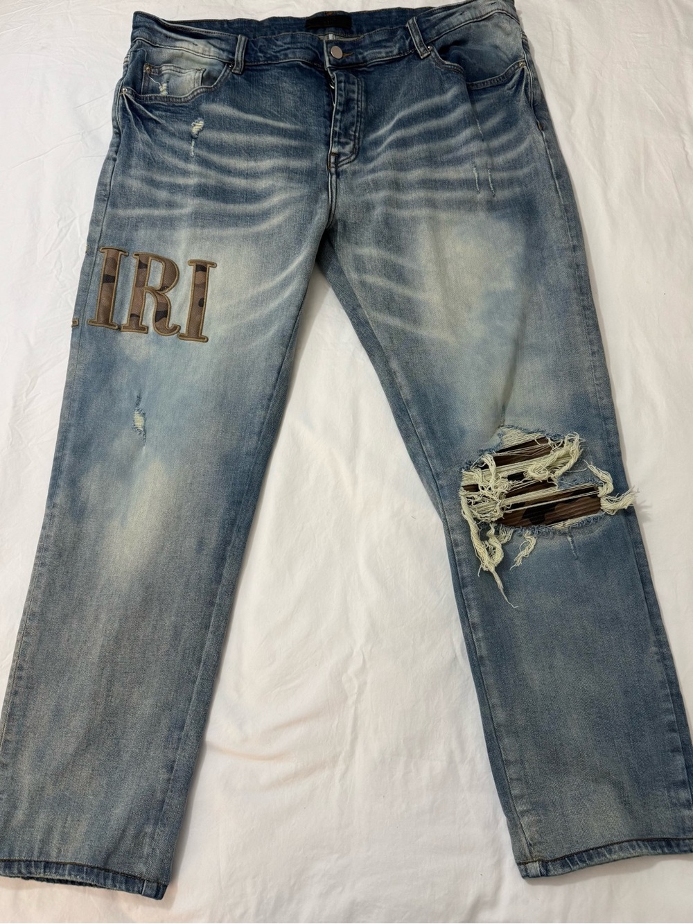 Amiri Clay Indigo Camouflage Core Applique Logo Jeans Size 38